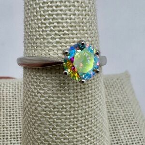 Mystic Aura Coated Moissanite Ring